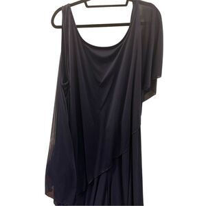 Tiana B. Women's Black One-Shoulder Drape Long Formal jumper romper 2X